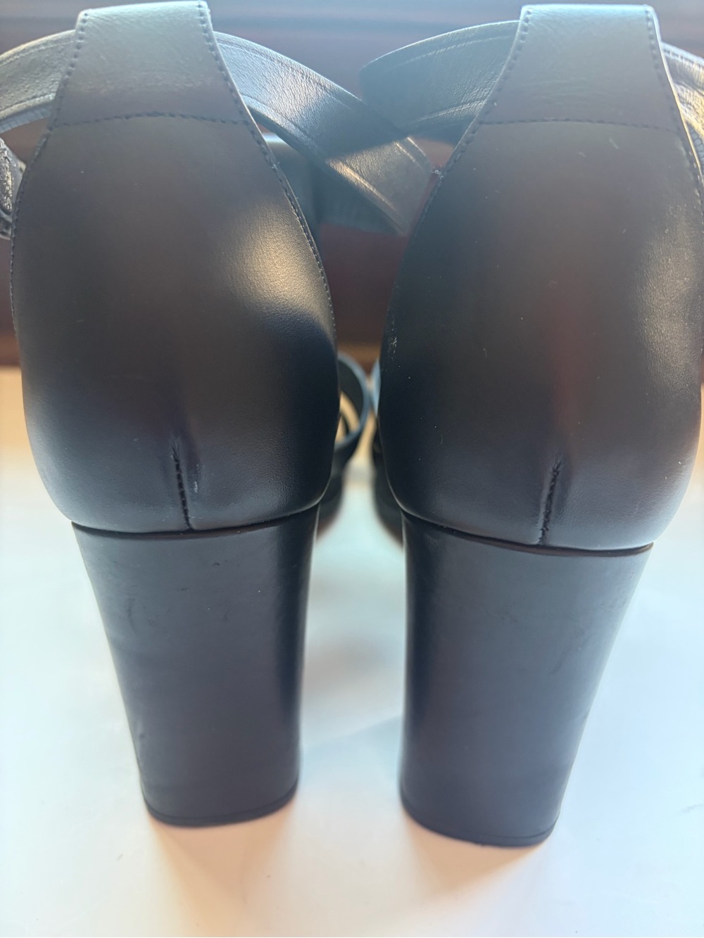 Saint Laurent Black Leather Studded Gladiator T-Strap Heels size 37.5 - Picture 4 of 8